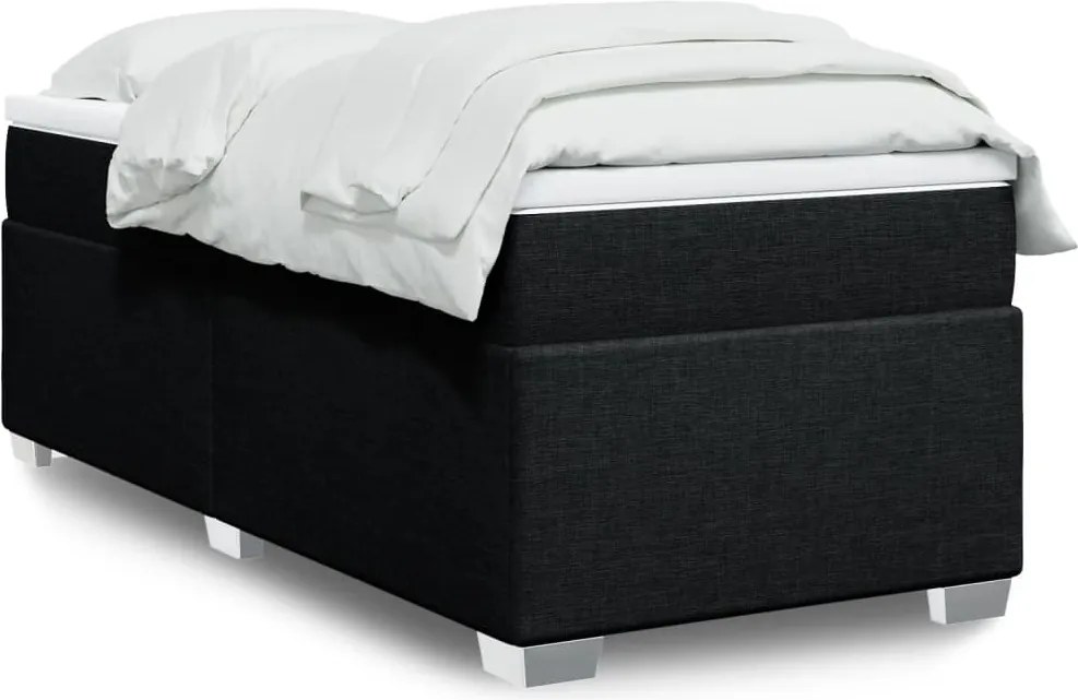 vidaXL fekete szövet rugós ágy matraccal 90x190 cm