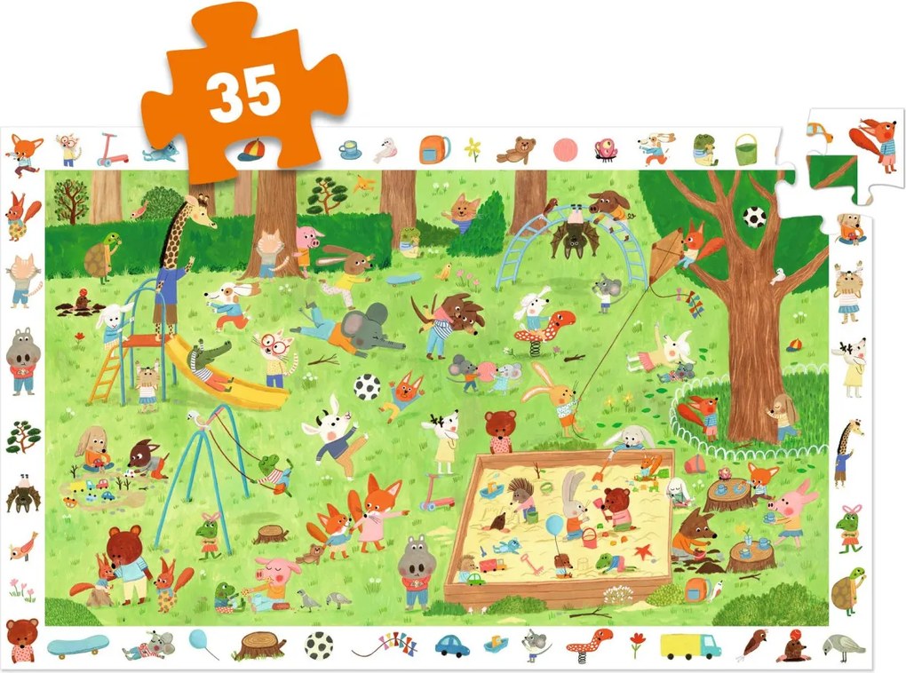 Megfigyeltető puzzle - Kisbarátok a kertben, 35 db-os - Little friends' garden