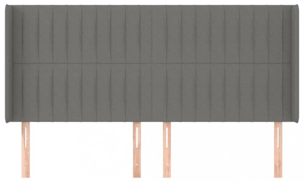 sötétszürke szövet fejtámla szárnyakkal 203x16x118/128 cm