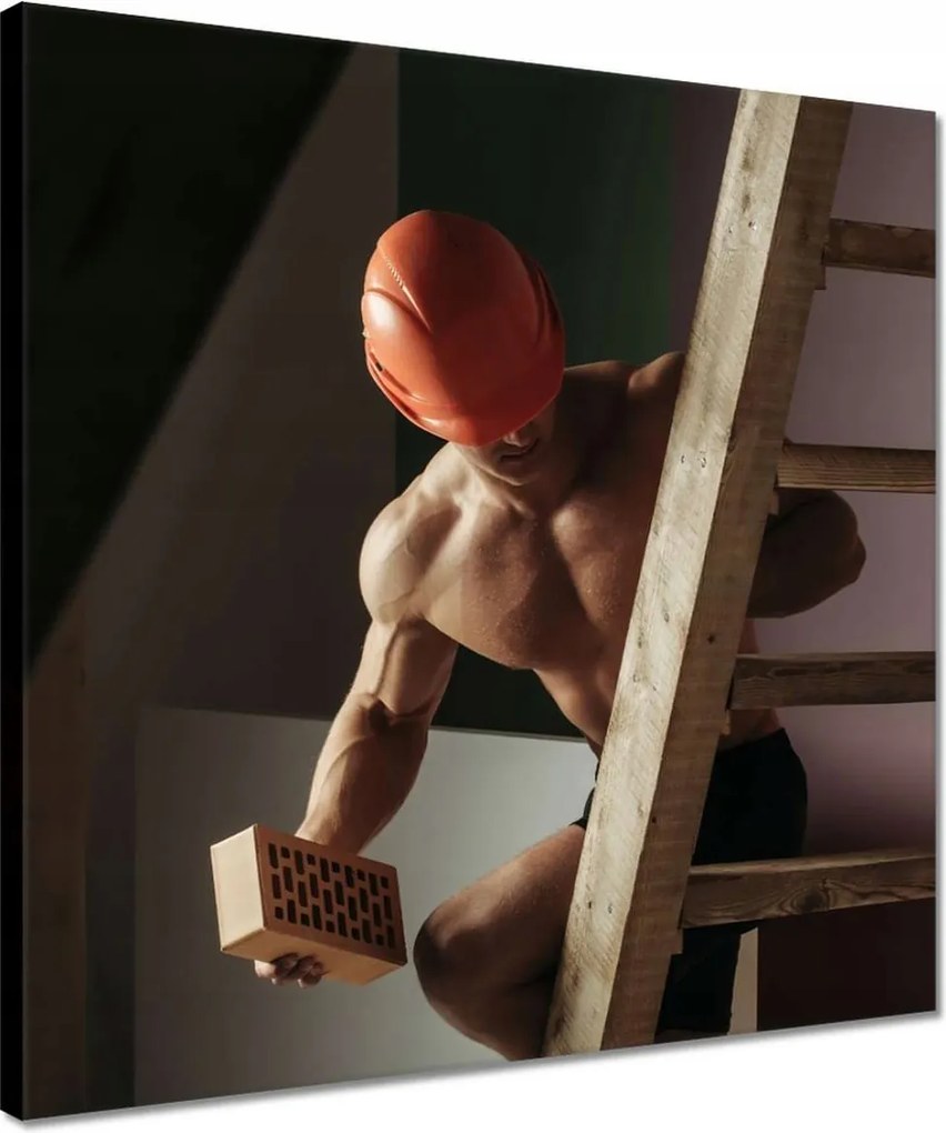 Vászonkép 40x40 Izmos építőmester