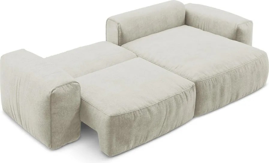Bézs zsenília kinyitható sarokkanapé (jobb oldali-heverő résszel) Kuki – Makamii