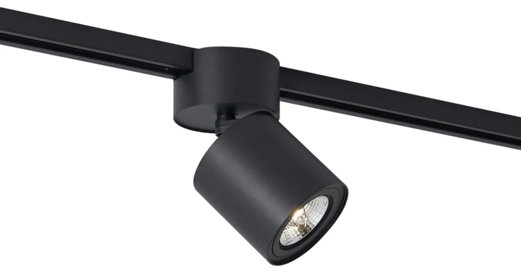 Modern fekete spotlámpa 1 fázisú sínrendszerhez GU10 70mm - Iconic Roto