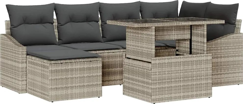 vidaXL Kerti Kanapé Szett párnával 7 pcs Világosszürke