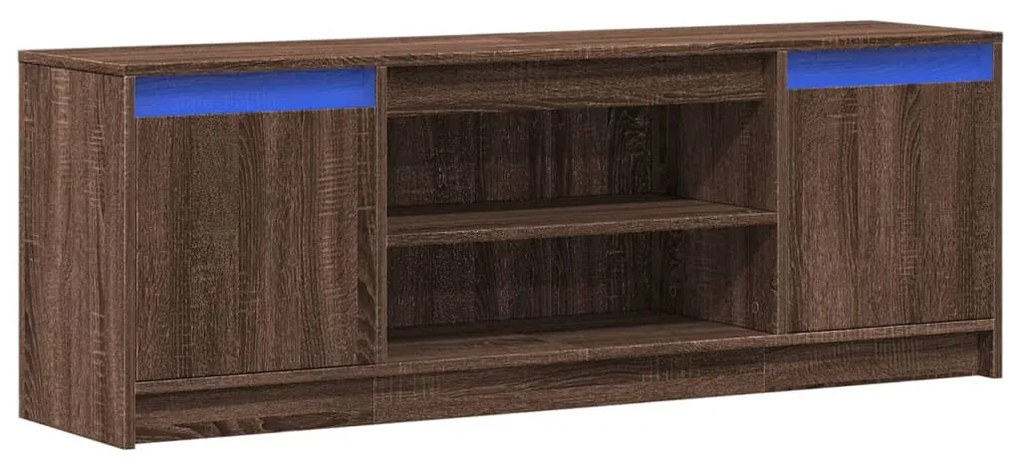 barna tölgy színű szerelt fa LED-es TV-szekrény 139,5x34x50 cm