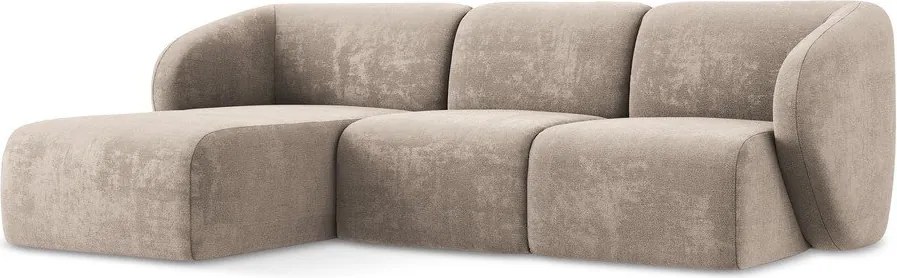 Világosbarna zsenília sarokkanapé (bal oldali-heverő résszel) Lani – Makamii