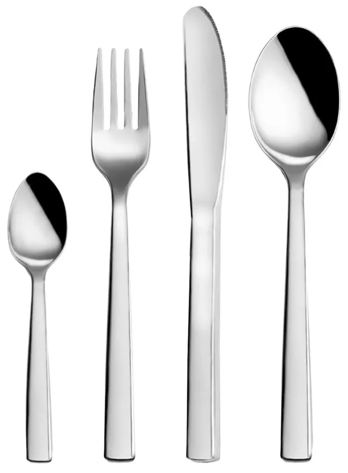 Ezüstszínű rozsdamentes acél evőeszköz készlet 24 db-os Plain – Orion