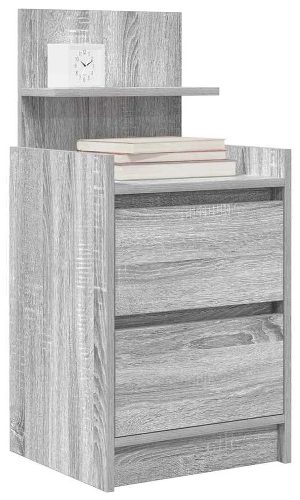 szürke sonoma színű éjjeliszekrény 2 fiókkal 38x34x80 cm