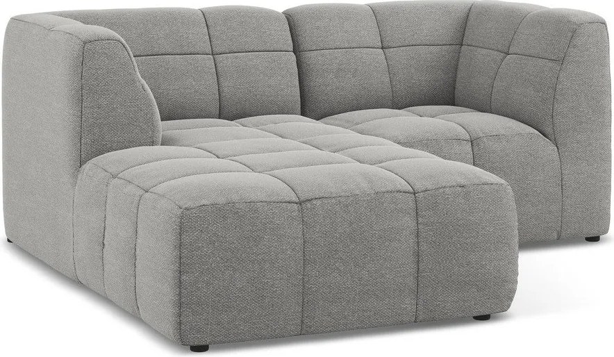 Szürke buklé sarokkanapé (bal oldali-heverő résszel) Aloha – Makamii