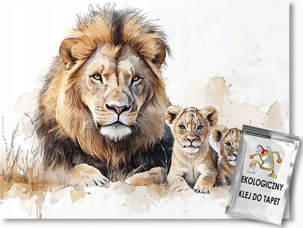 Fotótapéta Flizelina Akvarell Természet Állatok Oroszlánkölyök 350x250 ragasztó
