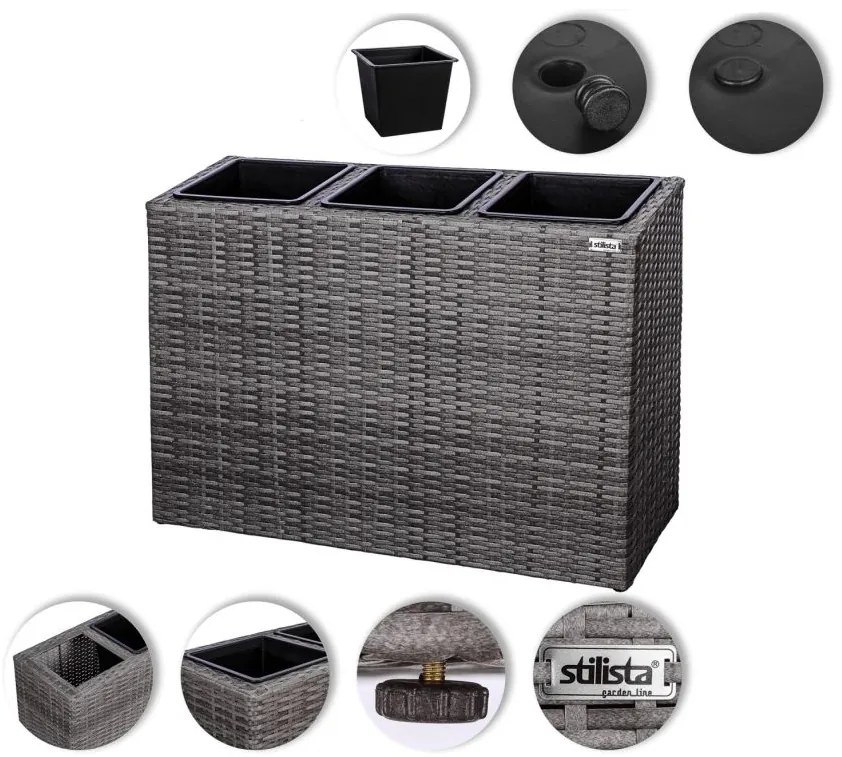 STILISTA Állvány 3 virágcserépre 84 x 29 x 60 cm szürke