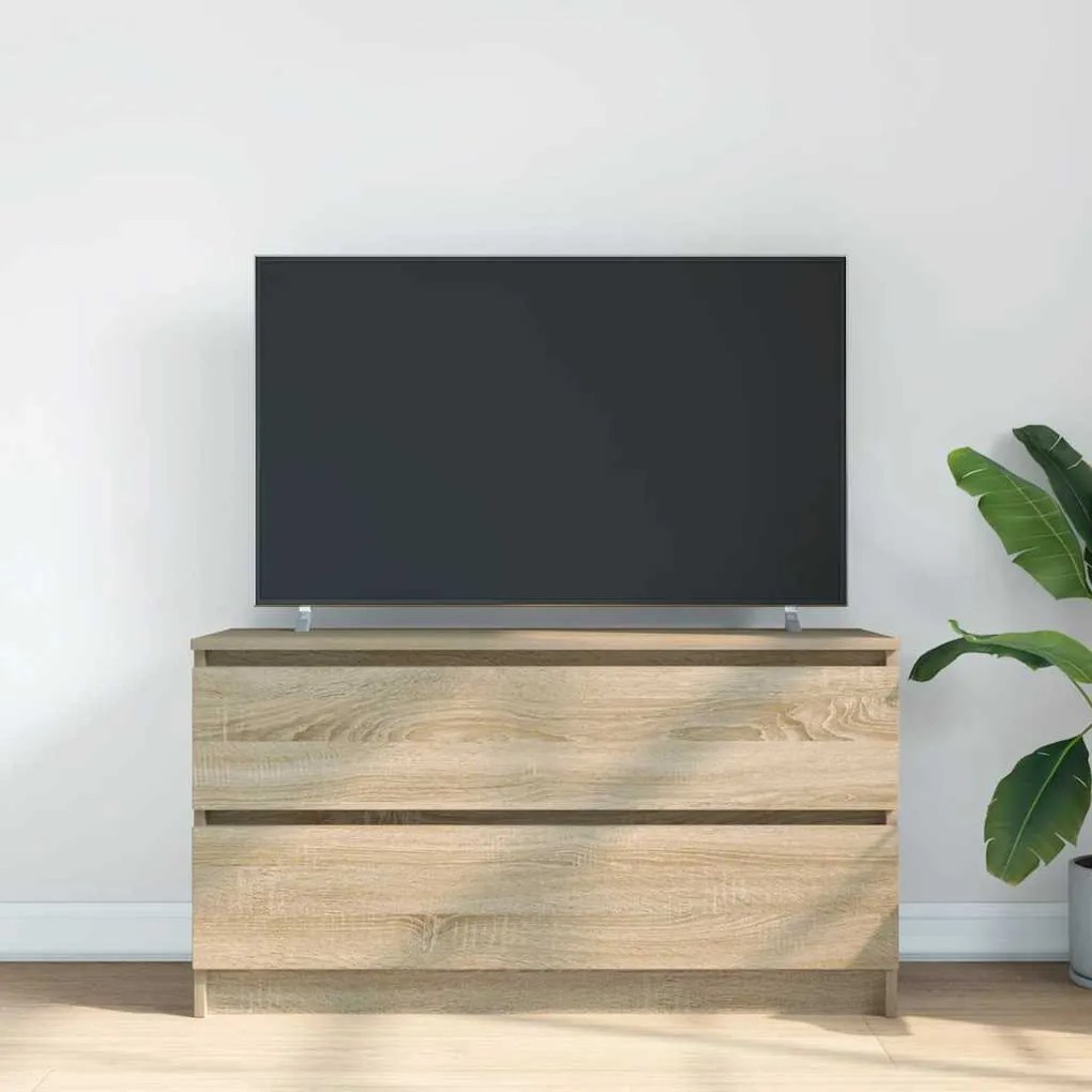 sonoma tölgy színű szerelt fa TV-szekrény 100x35x54 cm