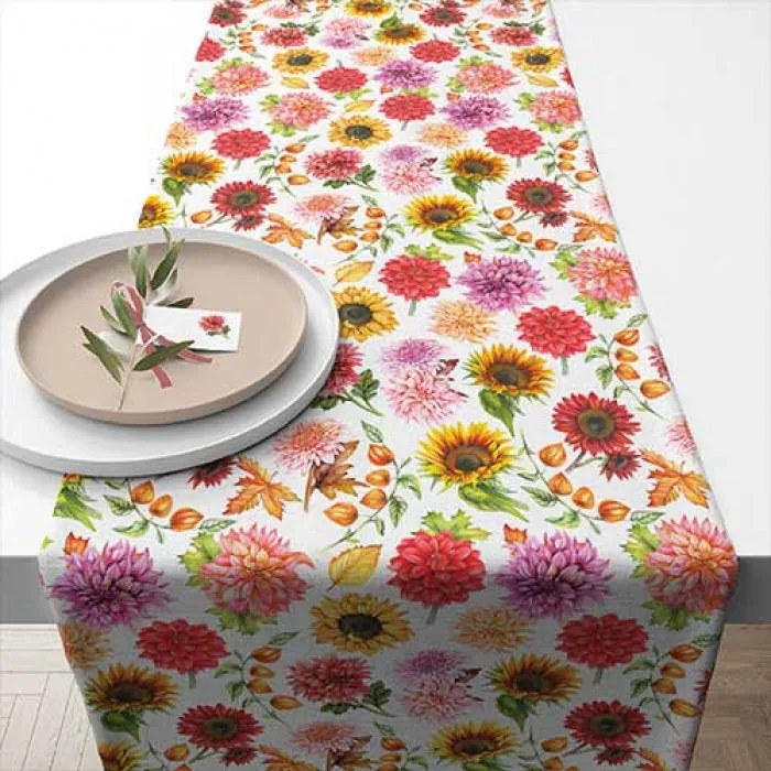 Őszi Virágmező asztali futó 40x150 cm 100% pamut