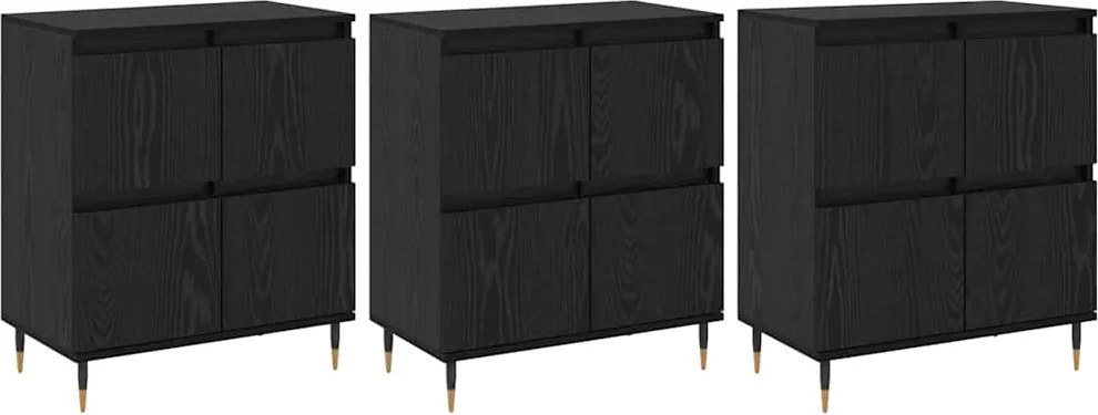 vidaXL Tárolószekrény 3 pcs Fekete tölgy 60 x 35 x 70 cm
