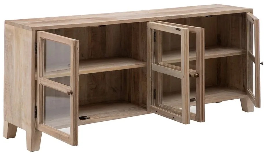 Natúr színű mangófa tálalószekrény 160x71 cm – Ixia