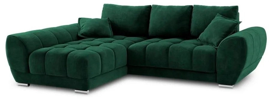 Nuage palackzöld kinyitható sarokkanapé bársony kárpittal, bal oldali - Windsor &amp; Co Sofas