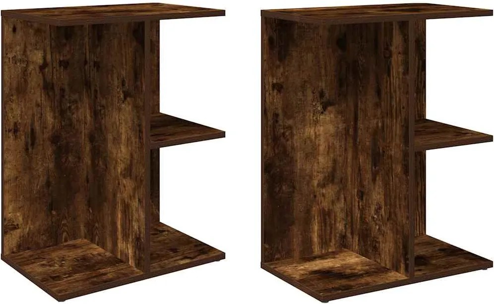 vidaXL 2 db füstös tölgy színű szerelt fa éjjeliszekrény 46,5x29x61 cm