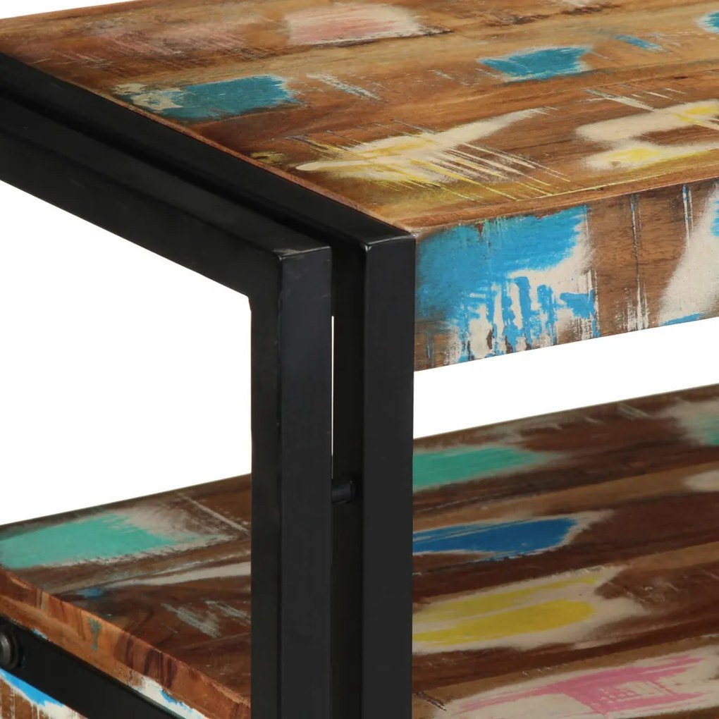 Végasztalok Többszínű 90x33x75 cm Tömör újrahasznosított fa és fém