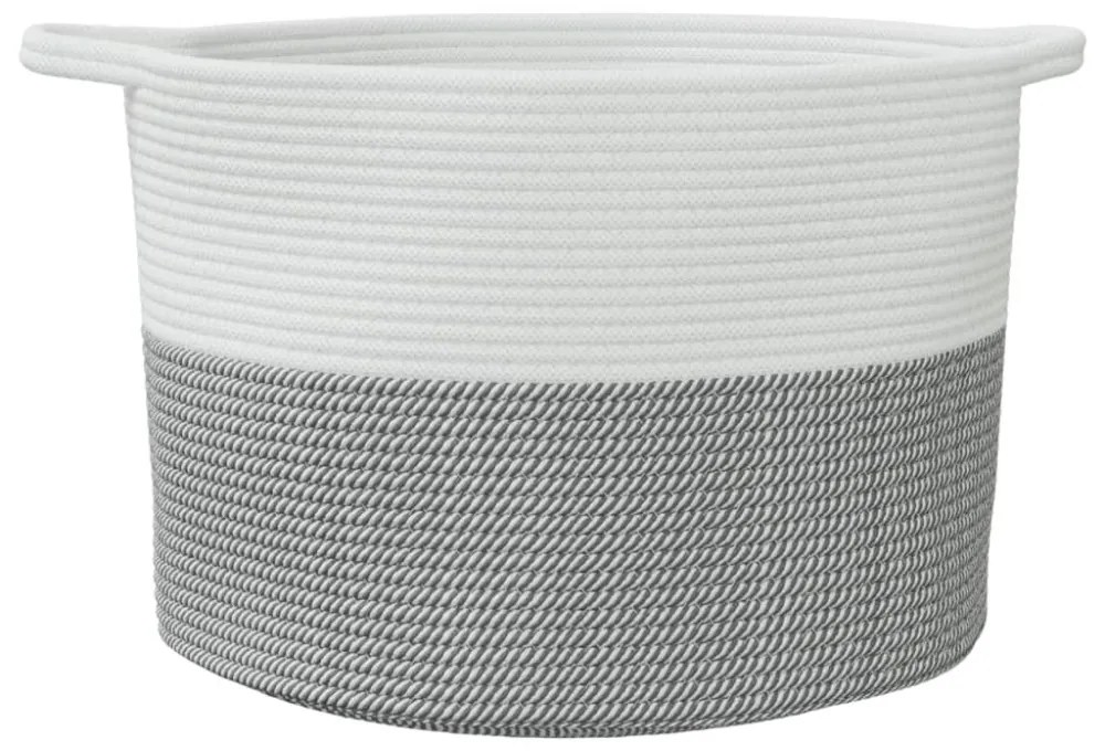 szürke-fehér pamut szennyeskosár Ø55 x 36 cm