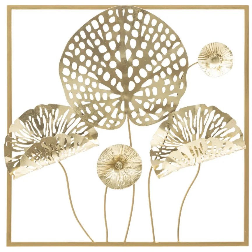 Vas fali panel arany virágok 50x5x50cm