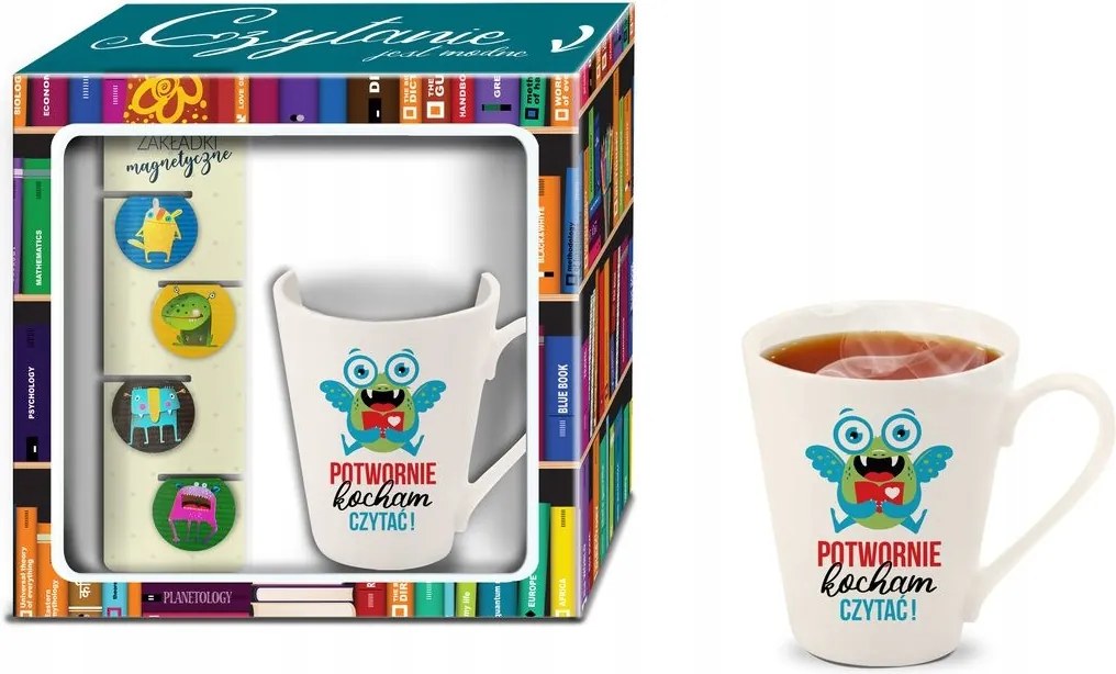 2in1 Bögre +könyvjelző Szett Szörnyen Szeretek Olvasni