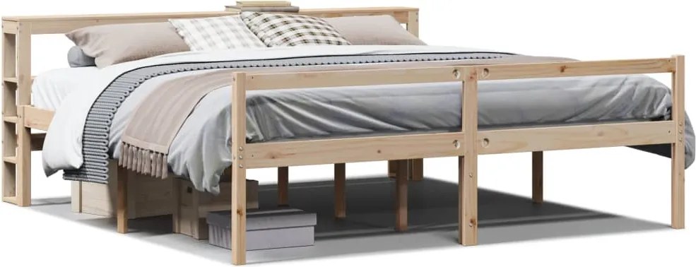 vidaXL tömör fenyőfa ágy időseknek fejtámlával 180 x 200 cm