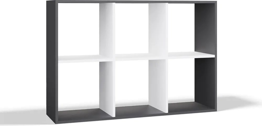 Malax 2x3 polc, 110x75x30 cm, antracit-fehér