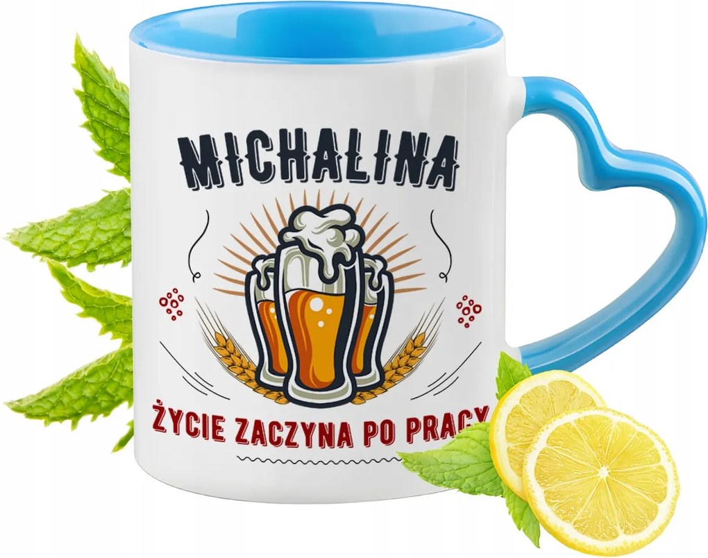 Michalina Kék Bögre Szív Alakú Füllel Kávé Ajándék