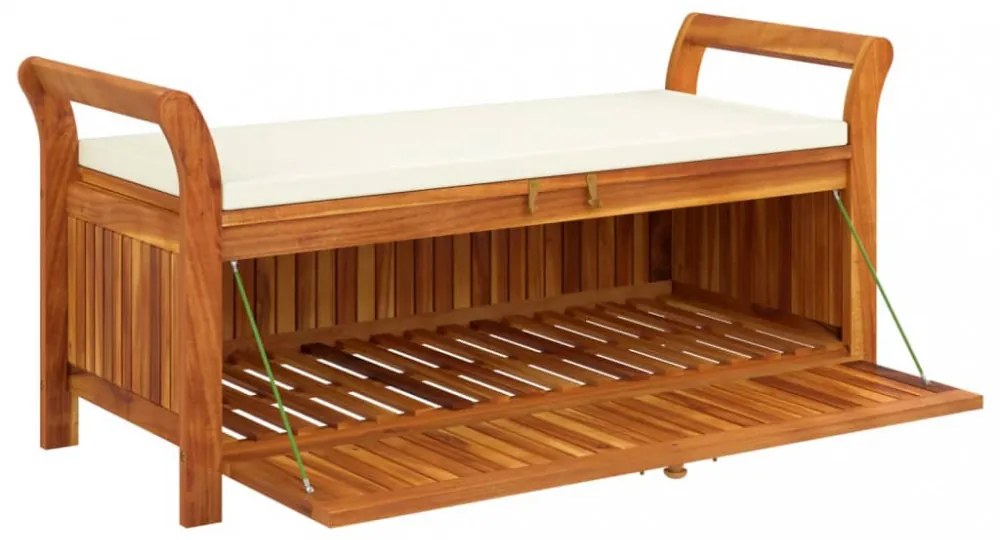 tömör akácfa tárolópad párnával 126 cm