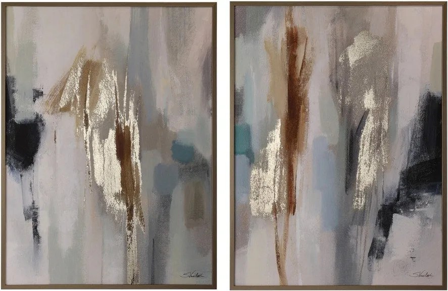 Nyomtatott-kézzel festett részletekkel keretezett-vászon kép szett 2 db-os 60x80 cm Gallery – Bizzotto