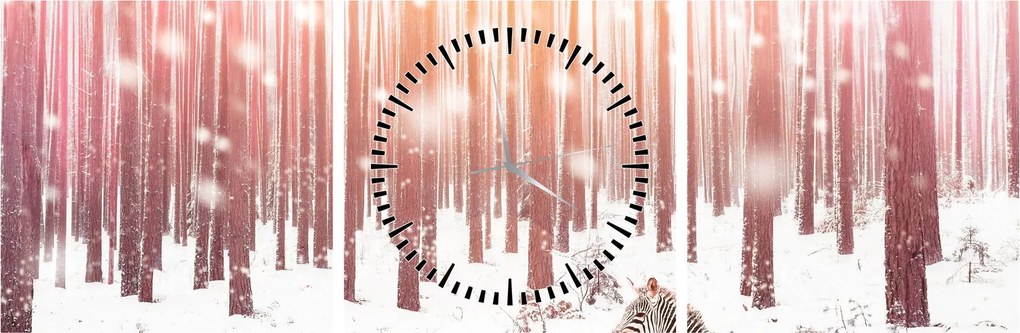 Kép - Zebra egy havas erdőben (órával) (90x30 cm)