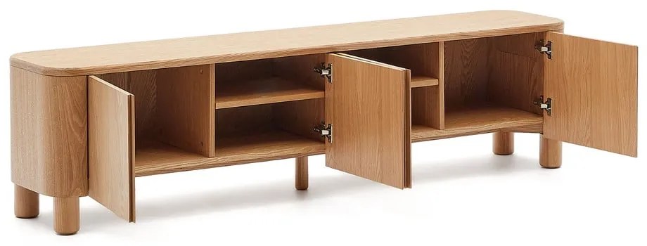 Natúr színű TV-állvány kőrisfa dekorral 200x52x40 cm Salaya – Kave Home