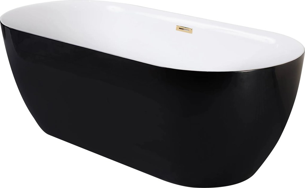 Kovalo fekete szabadonálló kád Indes 170cm Fényes arany kiegészítők