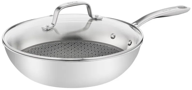 Tefal E49716 Wok Eternal Mesh 28 cm – Wok serpenyő üvegfedővel
