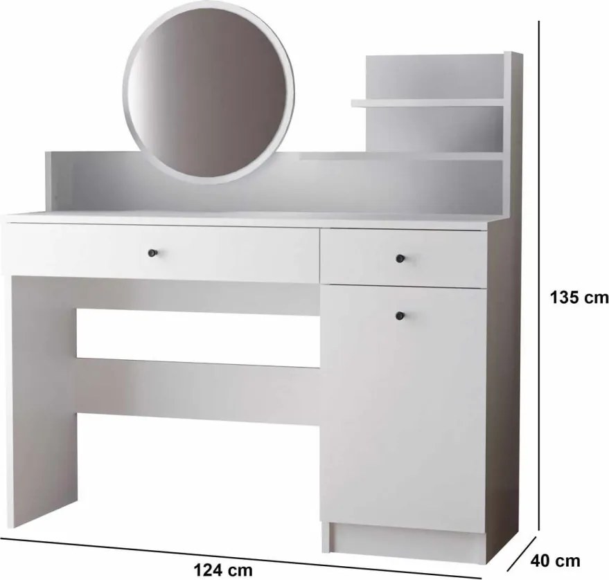 Harmony fésülködőasztal, fehér, 124 cm – TR260ETH1603