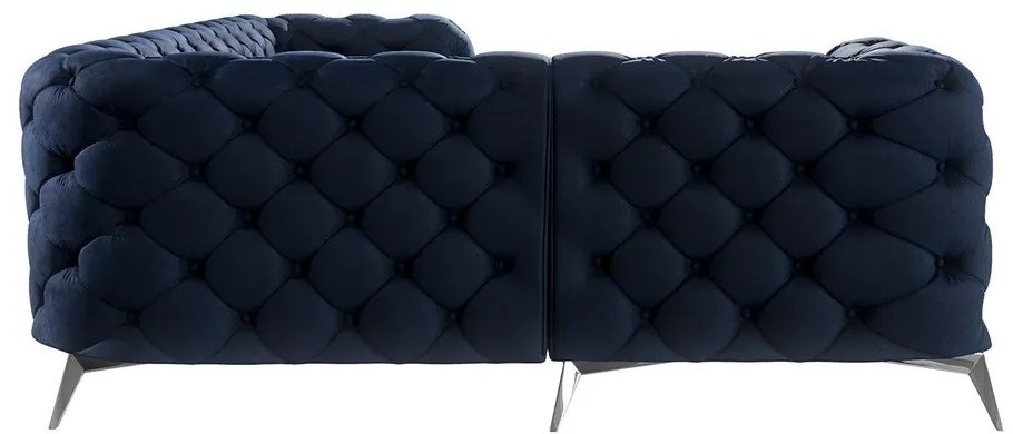 Sötétkék bársony sarokkanapé (bal oldali-L alakú) Chelsea – Ropez