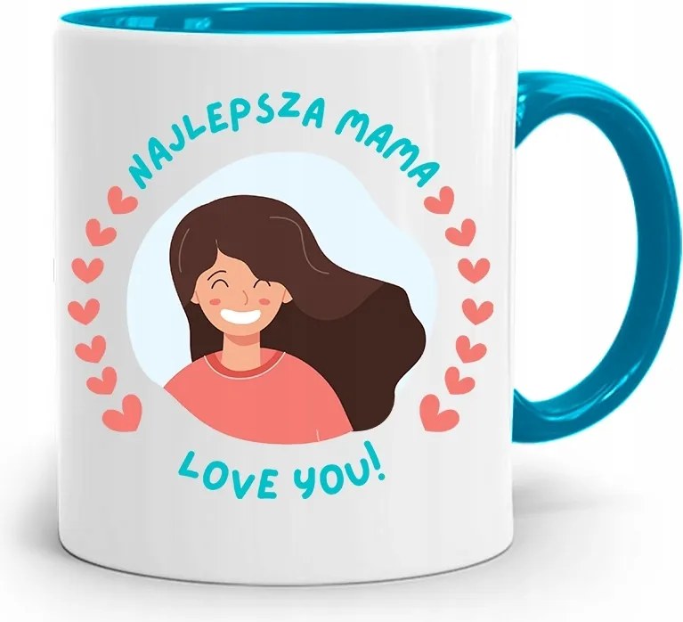Kék Bögre Anyukáknak A Legjobb Anyuka Love You! fényképes nyomattal