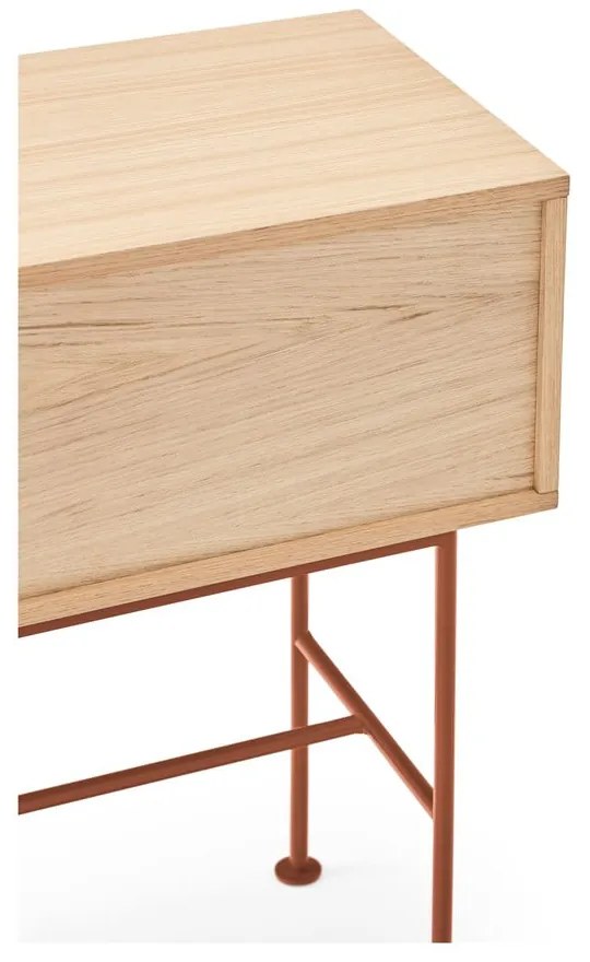 Yoko téglavörös konzolasztal tölgyfa dekorral - Teulat