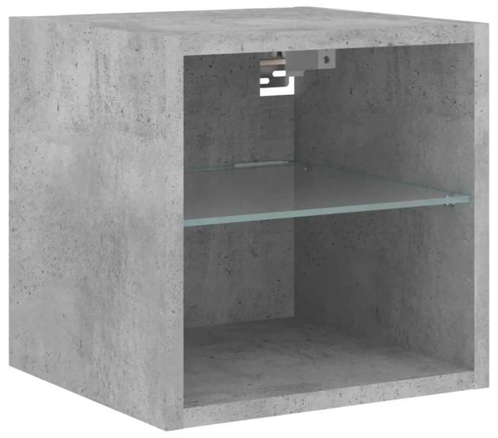 betonszürke fali TV-szekrény LED-világítással 30 x 28,5 x 30 cm