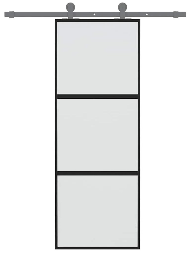 fekete edzett üveg és alumínium tolóajtó 76 x 205 cm