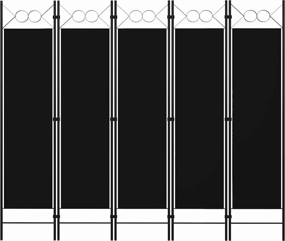 vidaXL fekete 5 paneles paraván 200 x 180 cm