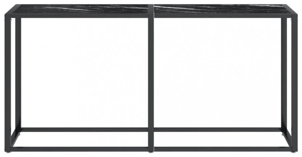 fekete márvány edzett üveg tálalóasztal 160 x 35 x 75,5 cm