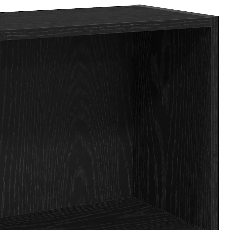 4 szintes fekete tölgy szerelt fa könyvespolc 80x24x143 cm