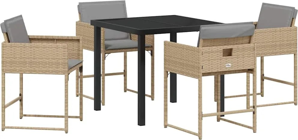 vidaXL Kert étkező szett 5 pcs Bézs polirattan