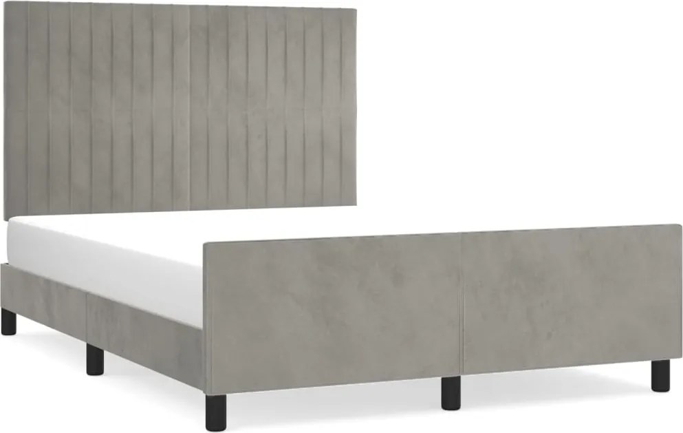 vidaXL világosszürke bársony ágykeret matrac nélkül 140 x 190 cm