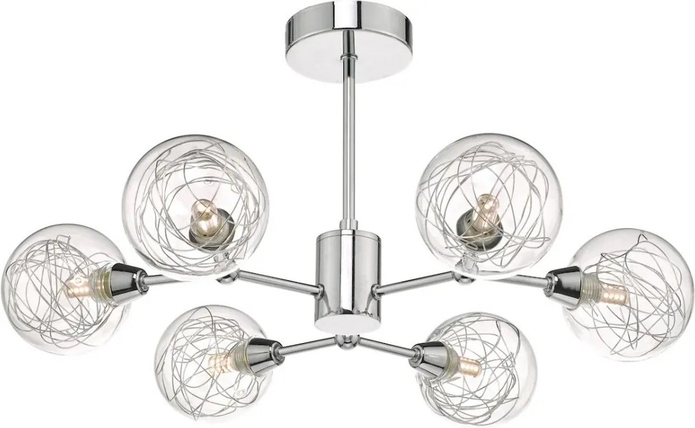 DAR LIGHTING TYK6450 TYKA Mennyezeti Csillár Csiszolt Króm, Átlátszó G9 IP20