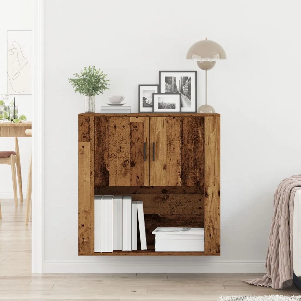 Fali Szekrény Régi Fa 80x33x80 cm Műszakilag Kidolgozott Fa