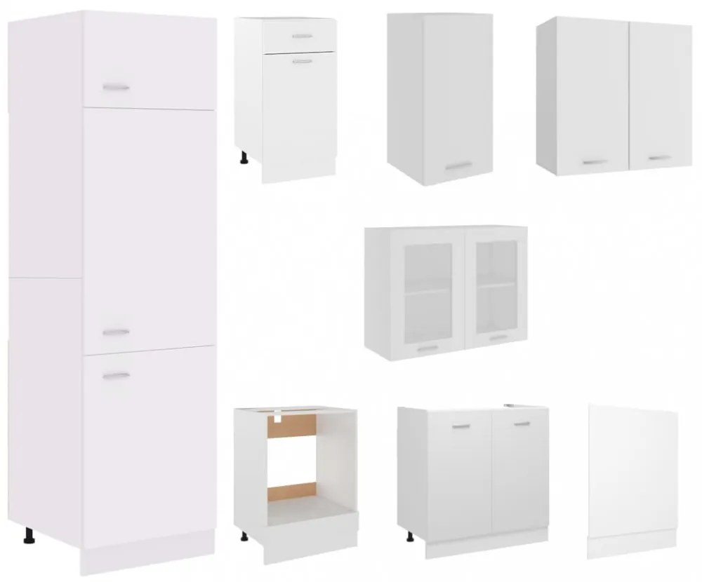 Lyon 8 részes fehér forgácslap konyhai szekrénygarnitúra