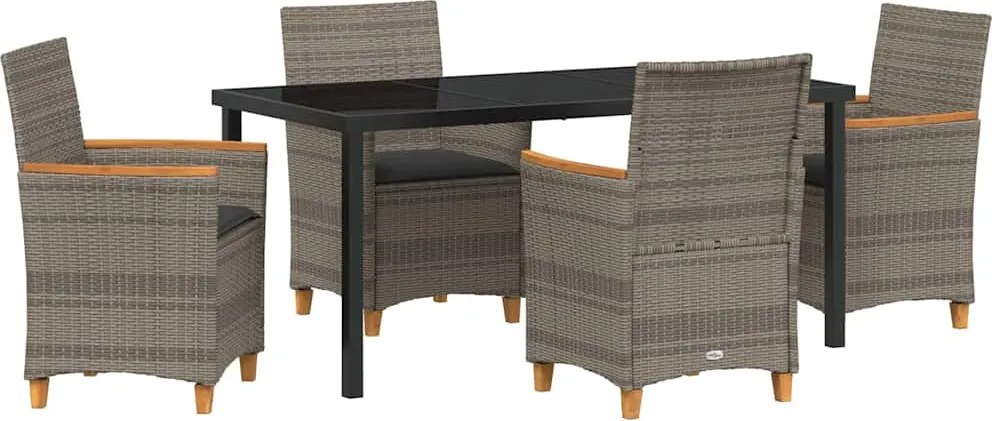 vidaXL Kert étkező szett 5 pcs Szürke polirattan