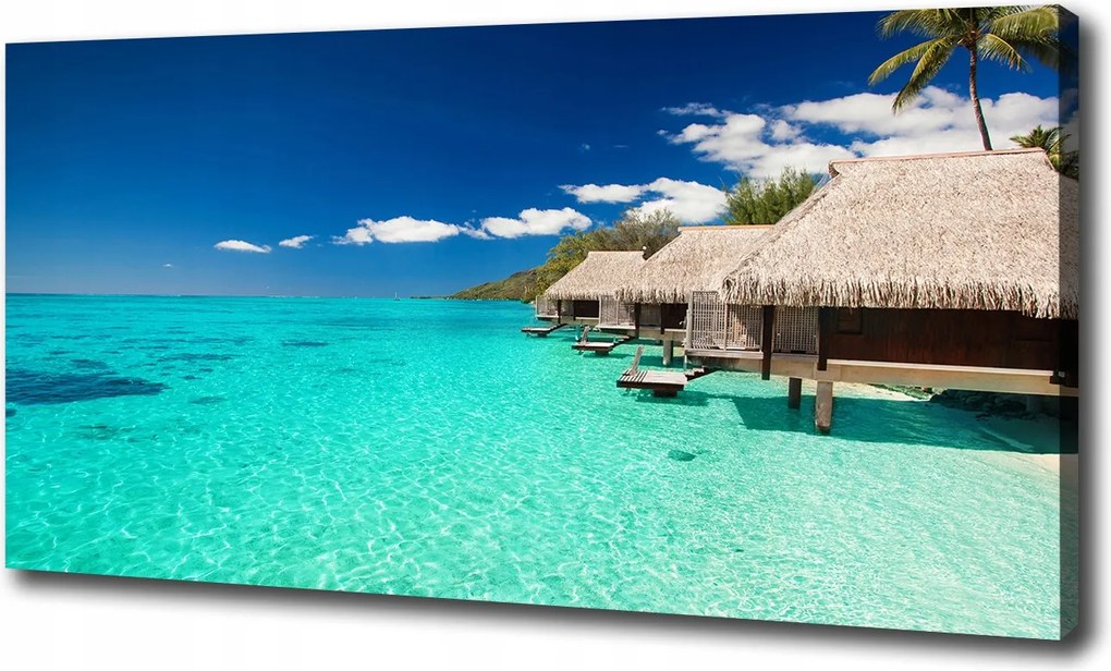 Vászonkép Bungalók a vízparton 100x70 cm