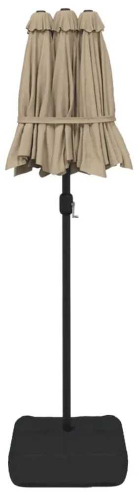 tópszínű dupla tetős napernyő 316x145 cm